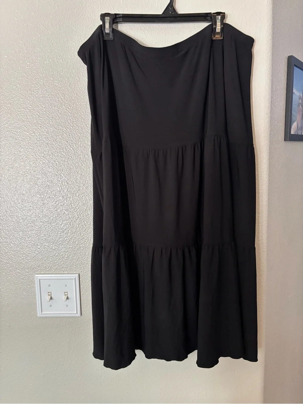 Avenue Black Tiered Boho Flowy Maxi Skirt Plus Size 22/24 - Picture 2 of 5